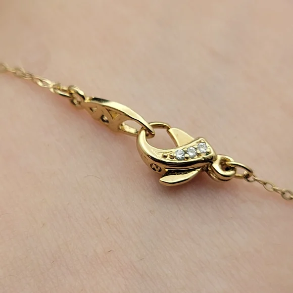 Classic Gold Dainty Chain Bracelet with Single White Faux Pearl - Picture 2 of 4